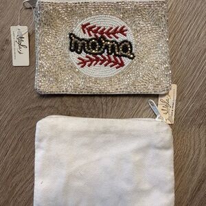 Elegant Beaded Baseball Mom Coin Purse